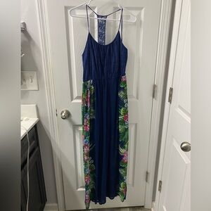Navy Maxi Dress with Floral details